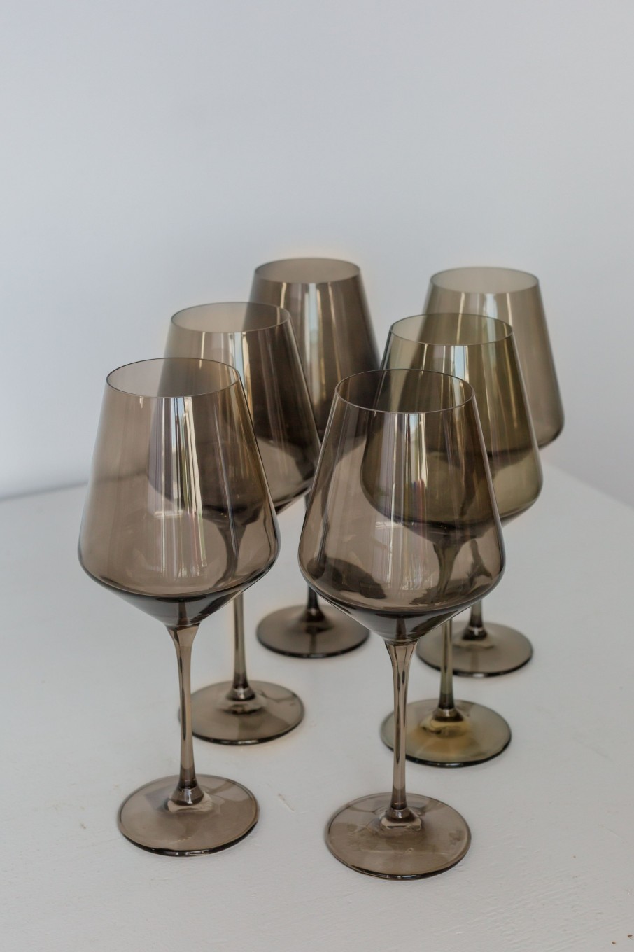 Glassware Estelle Colored Glass | Estelle Colored Wine Stemware - Set Of 6 {Gray Smoke}