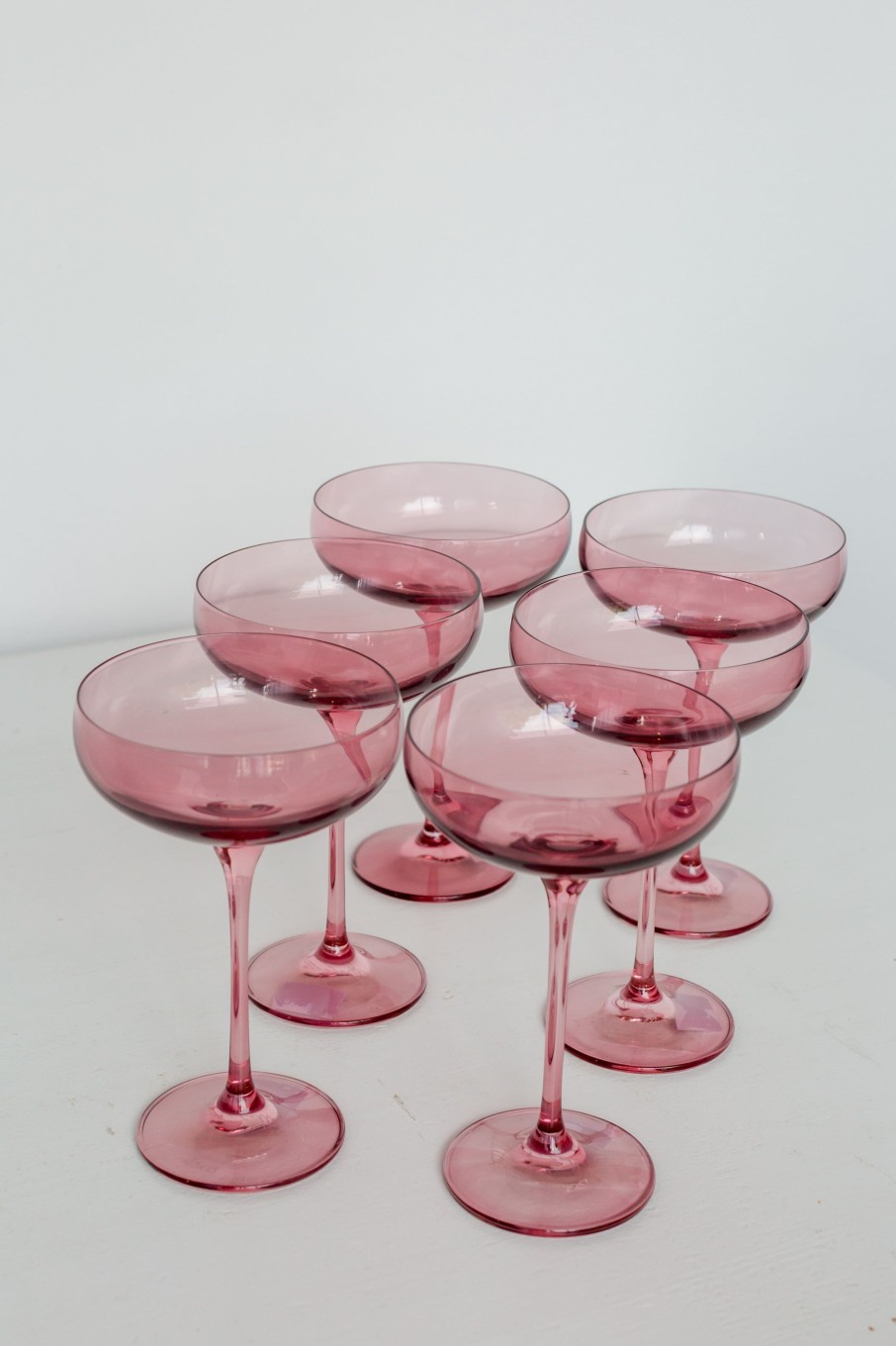 Glassware Estelle Colored Glass | Estelle Colored Champagne Coupe Stemware - Set Of 6 {Rose}