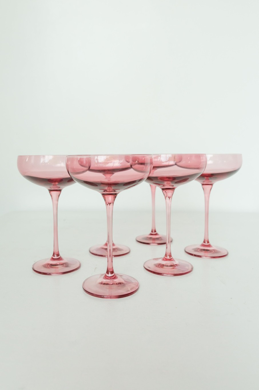 Glassware Estelle Colored Glass | Estelle Colored Champagne Coupe Stemware - Set Of 6 {Rose}