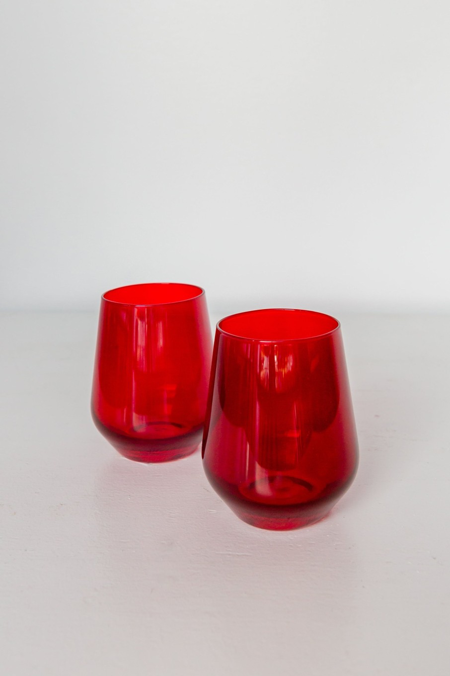 Glassware Estelle Colored Glass | Estelle Colored Wine Stemless - Set Of 2 {Red}