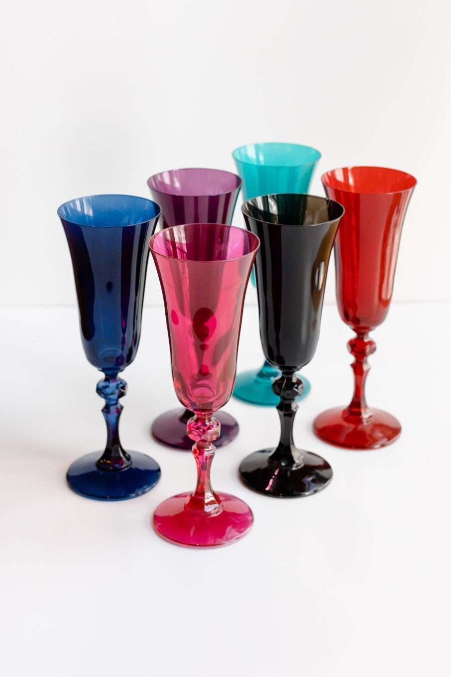 Glassware Estelle Colored Glass | Estelle Colored Regal Flute - Set Of 6 {Jewel Toned Mixed Set}