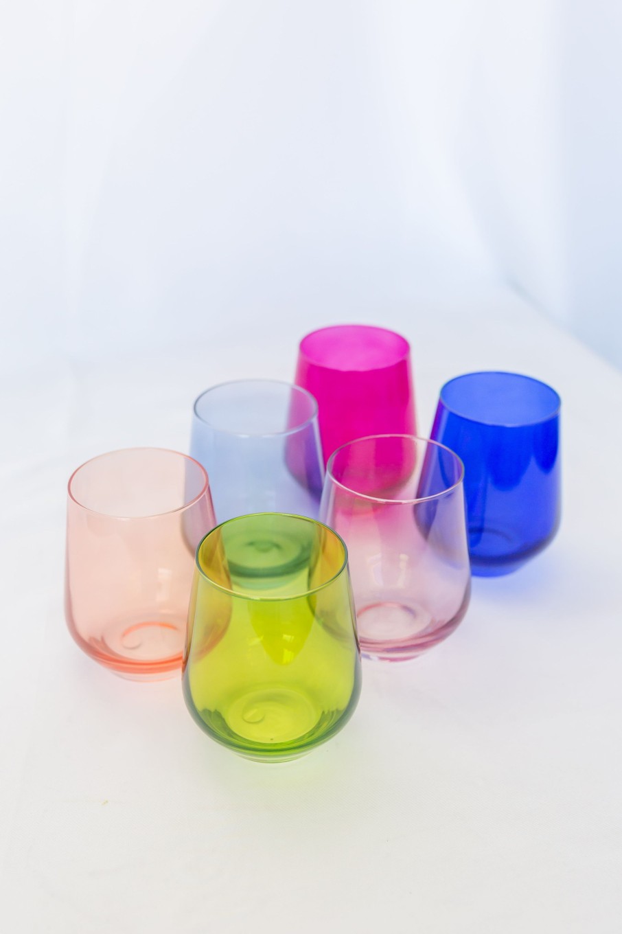 Glassware Estelle Colored Glass | Estelle Colored Wine Stemless Set Of 6 (Mixed Set)