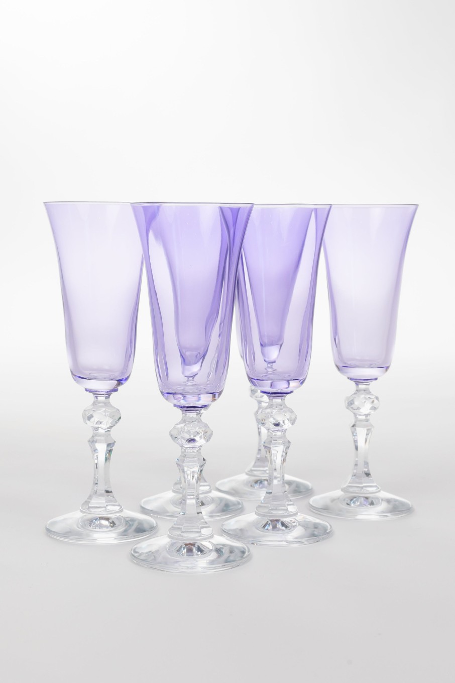 Glassware Estelle Colored Glass | Estelle Colored Regal Flute With Clear Stem - Set Of 6 {Lavender}