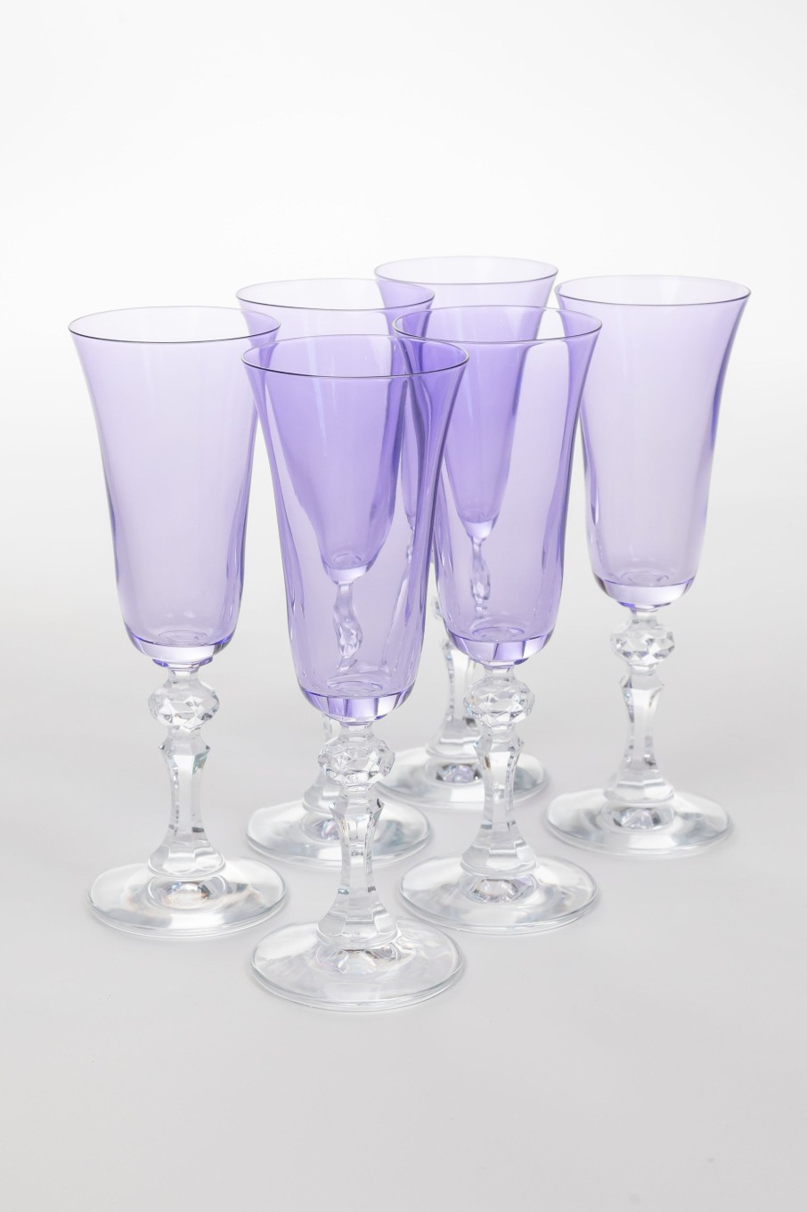 Glassware Estelle Colored Glass | Estelle Colored Regal Flute With Clear Stem - Set Of 6 {Lavender}