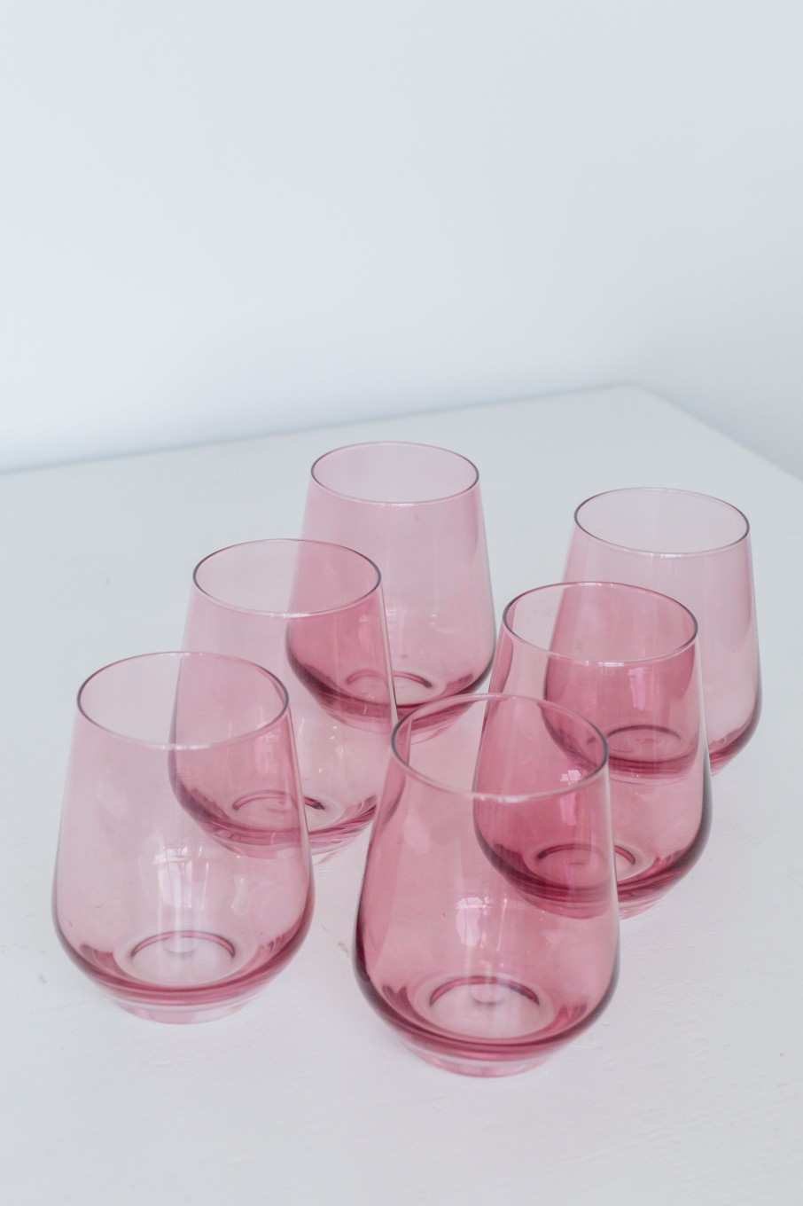 Glassware Estelle Colored Glass | Estelle Colored Wine Stemless - Set Of 6 {Rose}