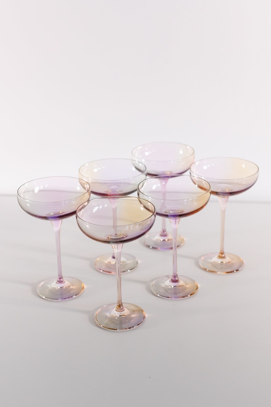 Glassware Estelle Colored Glass | Estelle Colored Champagne Coupe Stemware - Set Of 6 {Iridescent}