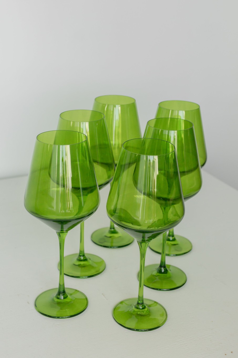 Glassware RH Signature Co. | Estelle Colored Wine Stemware - Set Of 6 {Forest Green}