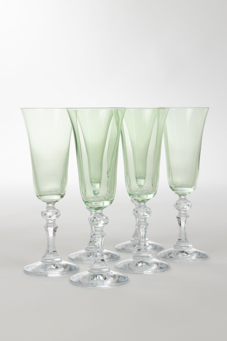 Glassware Estelle Colored Glass | Estelle Colored Regal Flute With Clear Stem - Set Of 6 {Mint Green}