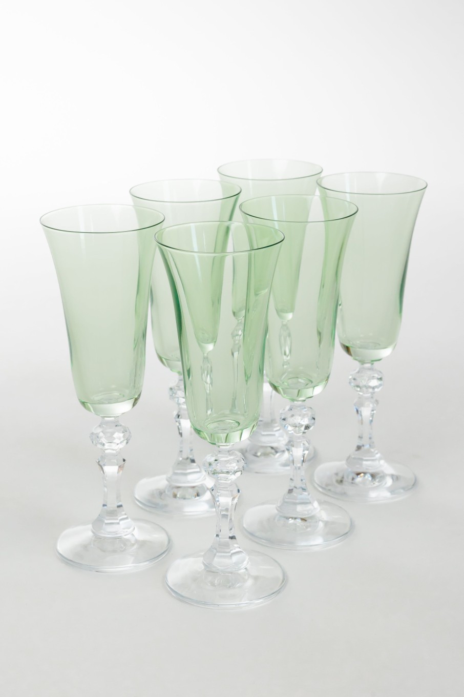 Glassware Estelle Colored Glass | Estelle Colored Regal Flute With Clear Stem - Set Of 6 {Mint Green}