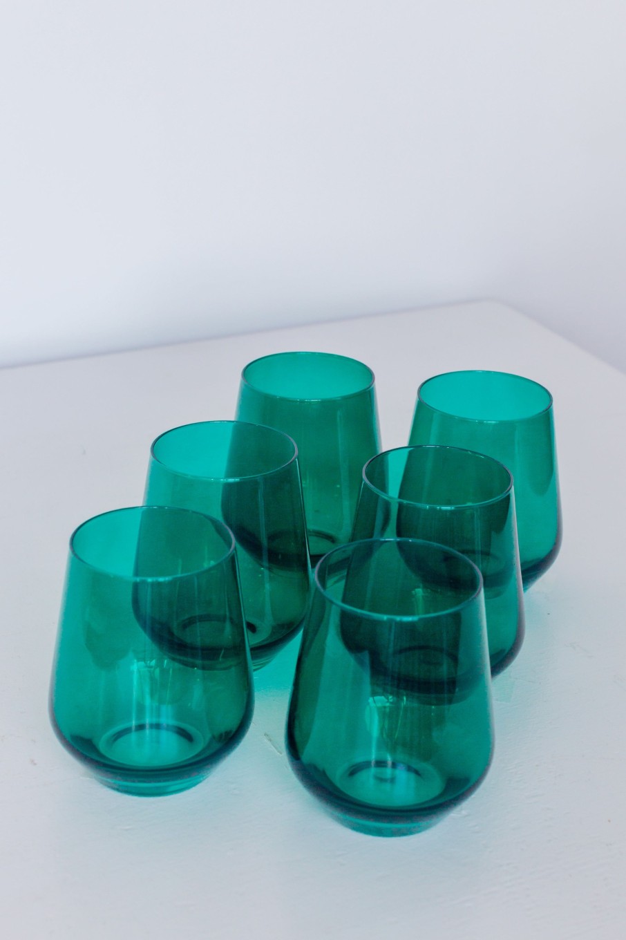 Glassware Estelle Colored Glass | Estelle Colored Wine Stemless - Set Of 6 {Emerald Green}