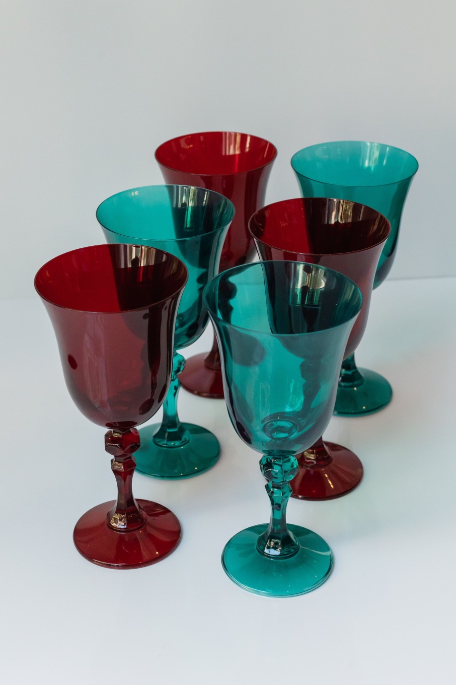 Glassware Estelle Colored Glass | Estelle Colored Regal Goblet - Set Of 6 {Holiday Mixed Set}