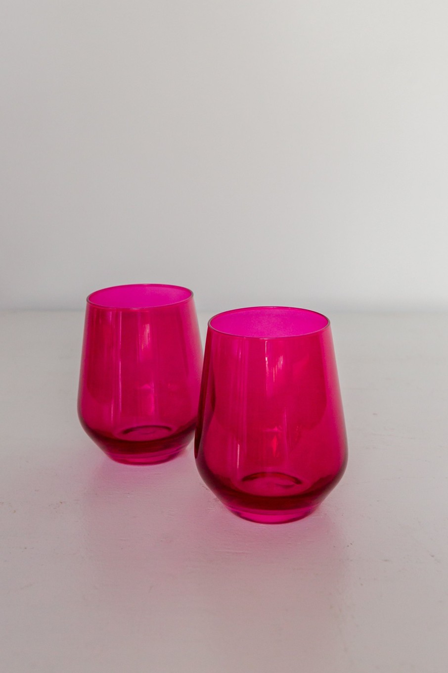 Glassware Estelle Colored Glass | Estelle Colored Wine Stemless - Set Of 2 {Viva Magenta (Our Fuchsia)}