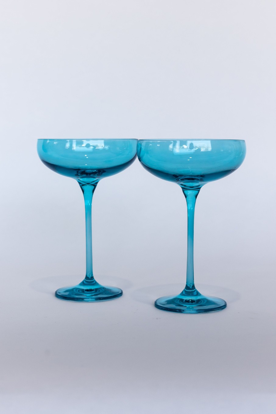 Glassware Estelle Colored Glass | Estelle Colored Champagne Coupe Stemware - Set Of 2 {Ocean Blue}