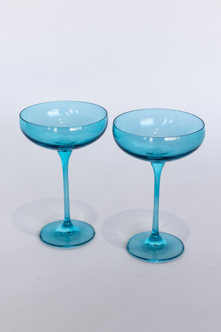 Glassware Estelle Colored Glass | Estelle Colored Champagne Coupe Stemware - Set Of 2 {Ocean Blue}