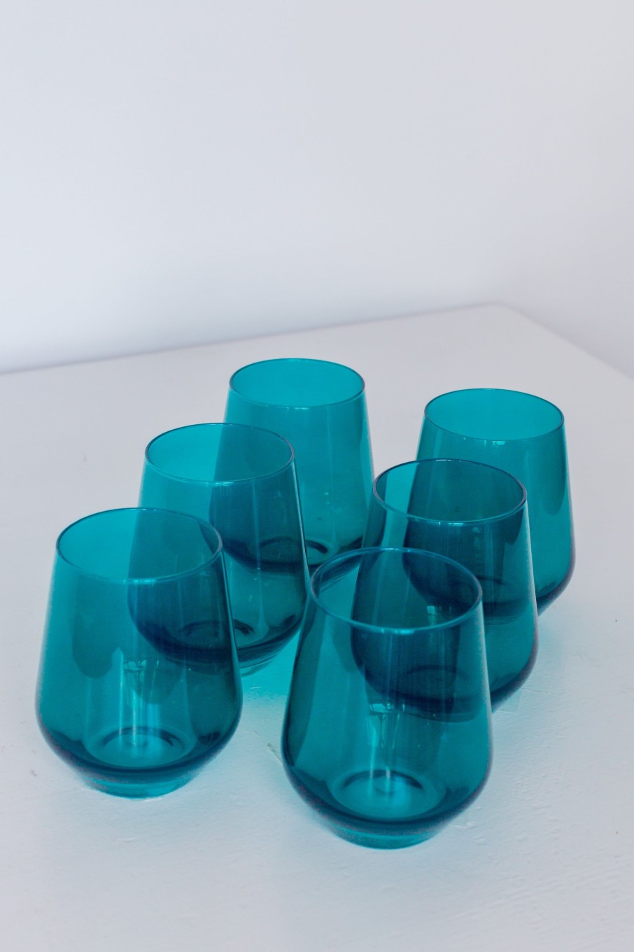 Glassware Estelle Colored Glass | Estelle Colored Wine Stemless - Set Of 6 {Teal}