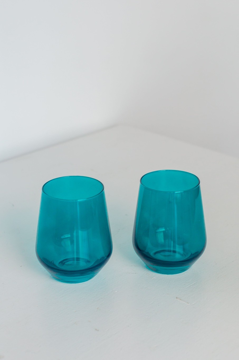 Glassware Estelle Colored Glass | Estelle Colored Wine Stemless - Set Of 6 {Teal}