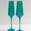 Glassware Estelle Colored Glass | Estelle Colored Champagne Flute - Set Of 2 {Emerald Green}