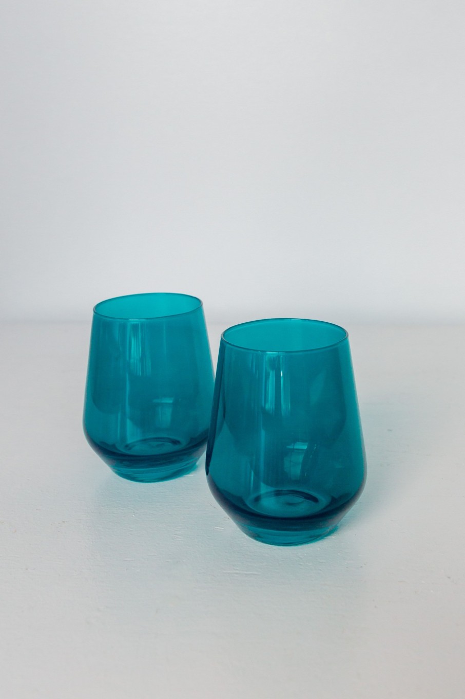 Glassware Estelle Colored Glass | Estelle Colored Wine Stemless - Set Of 2 {Teal}