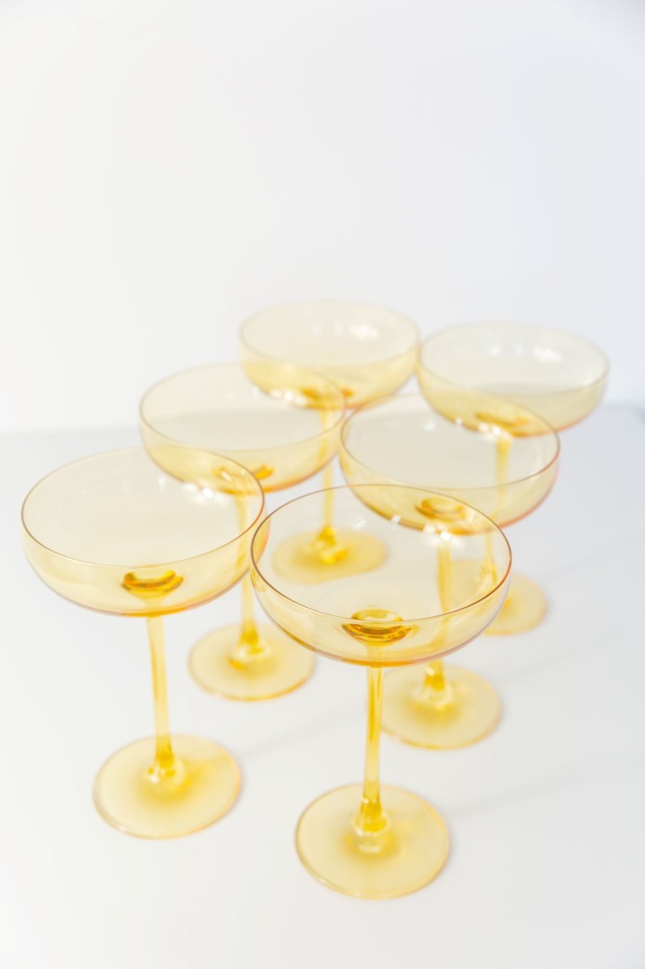 Glassware Estelle Colored Glass | Estelle Colored Champagne Coupe Stemware - Set Of 6 {Yellow}