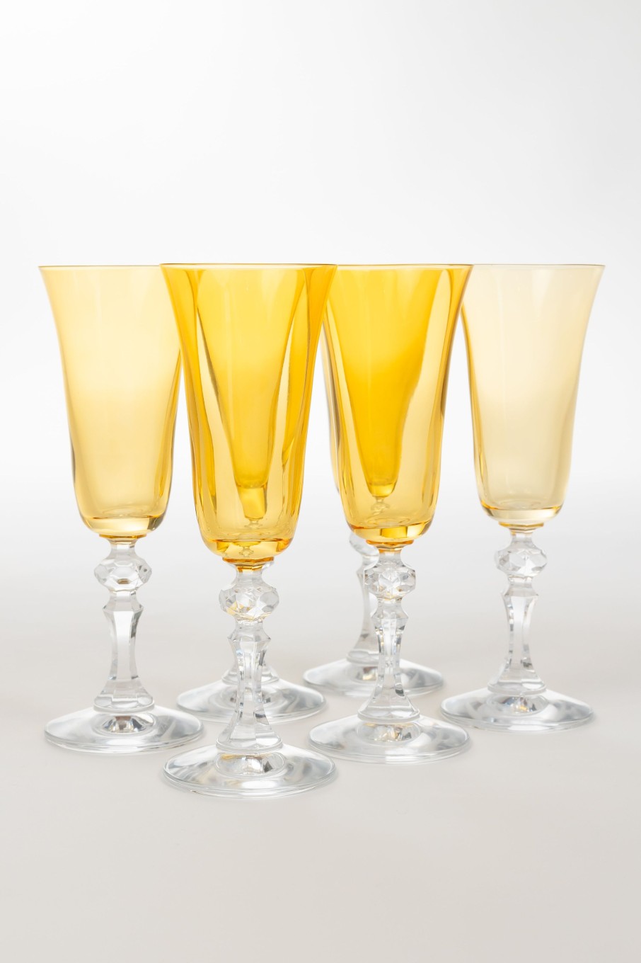 Limited Edition Holiday Estelle Colored Glass | Estelle Colored Regal Flute With Clear Stem - Set Of 6 {Yellow}