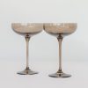 Glassware Estelle Colored Glass | Estelle Colored Champagne Coupe Stemware - Set Of 2 {Gray Smoke}