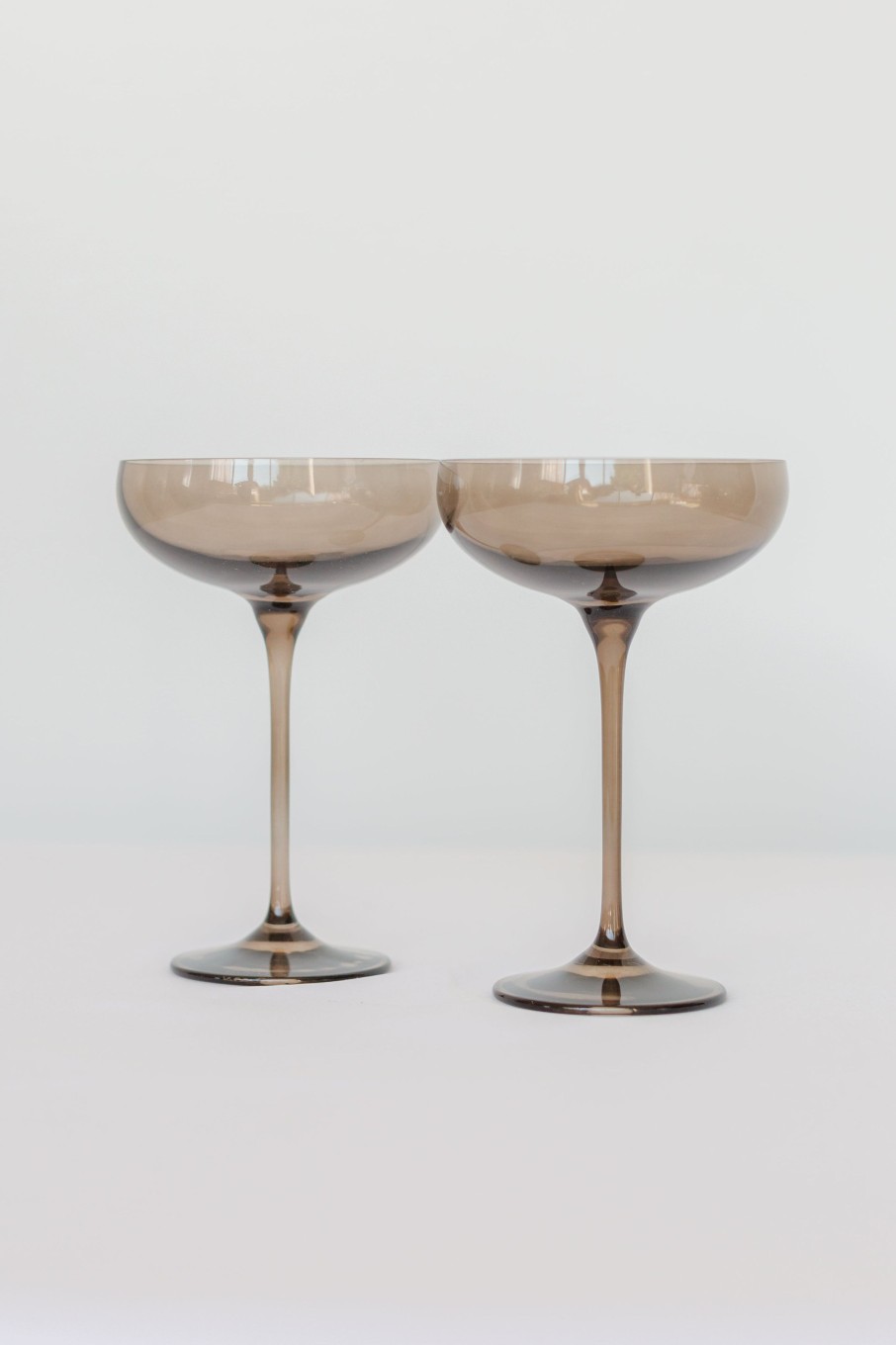 Glassware Estelle Colored Glass | Estelle Colored Champagne Coupe Stemware - Set Of 2 {Gray Smoke}