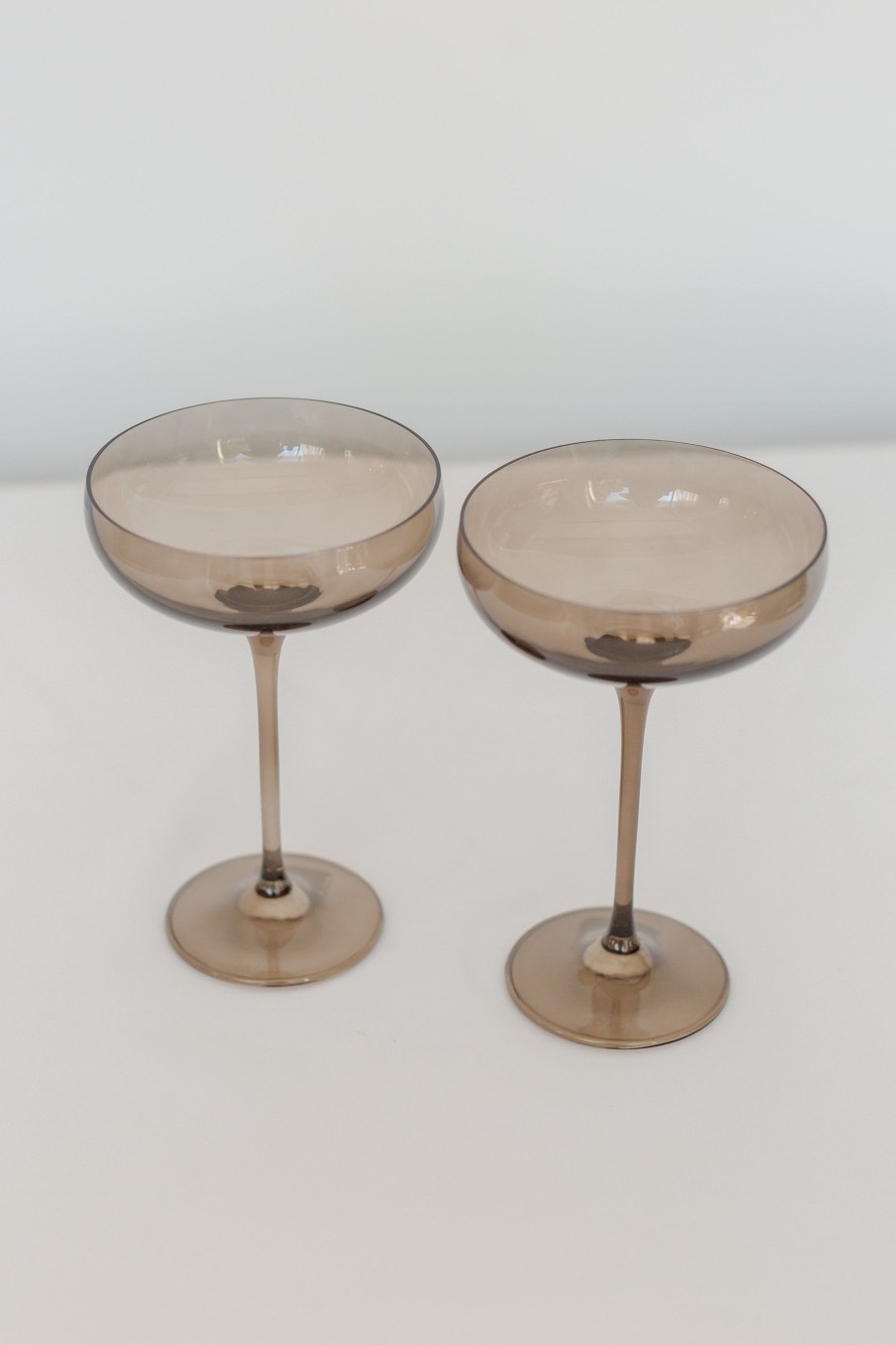 Glassware Estelle Colored Glass | Estelle Colored Champagne Coupe Stemware - Set Of 2 {Gray Smoke}