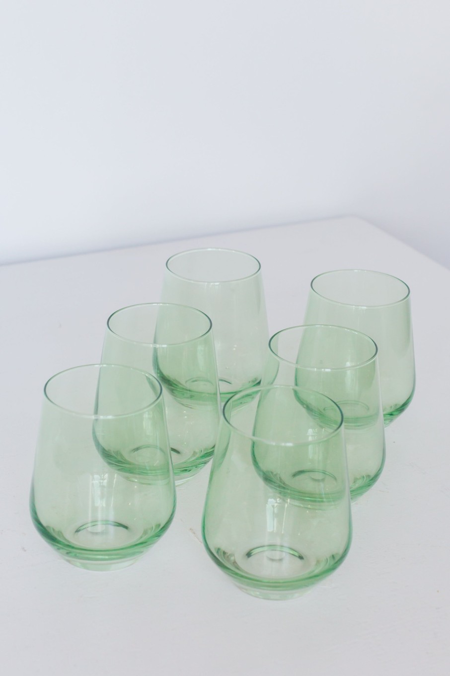 Glassware Estelle Colored Glass | Estelle Colored Wine Stemless - Set Of 6 {Mint Green}