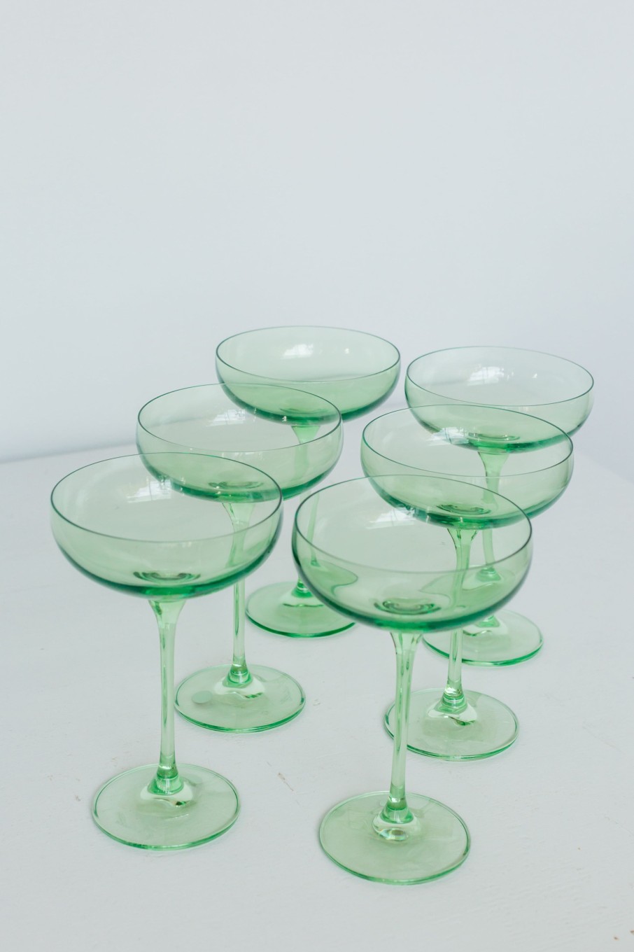 Glassware Estelle Colored Glass | Estelle Colored Champagne Coupe Stemware - Set Of 6 {Mint Green}