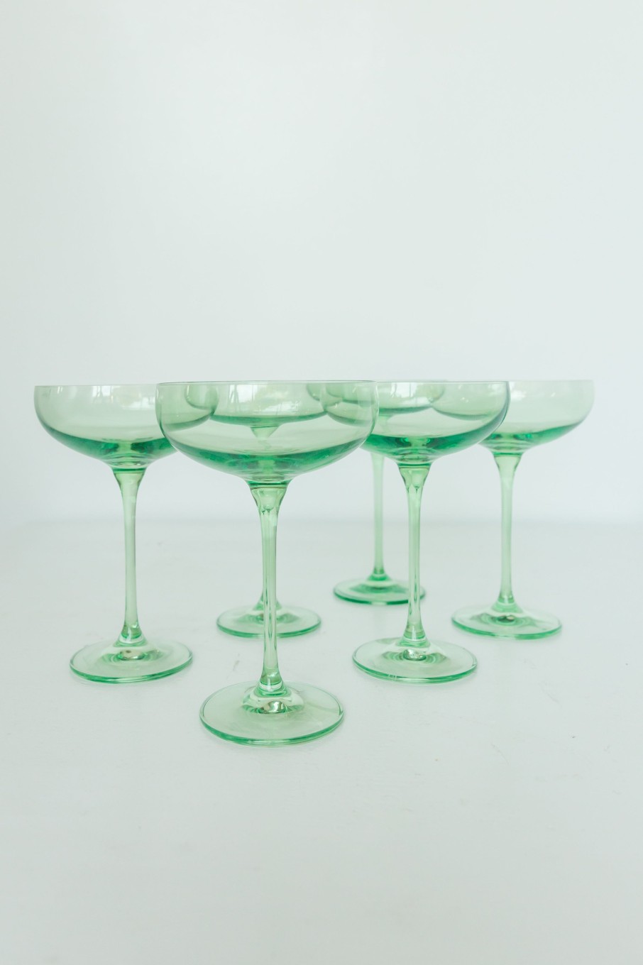 Glassware Estelle Colored Glass | Estelle Colored Champagne Coupe Stemware - Set Of 6 {Mint Green}