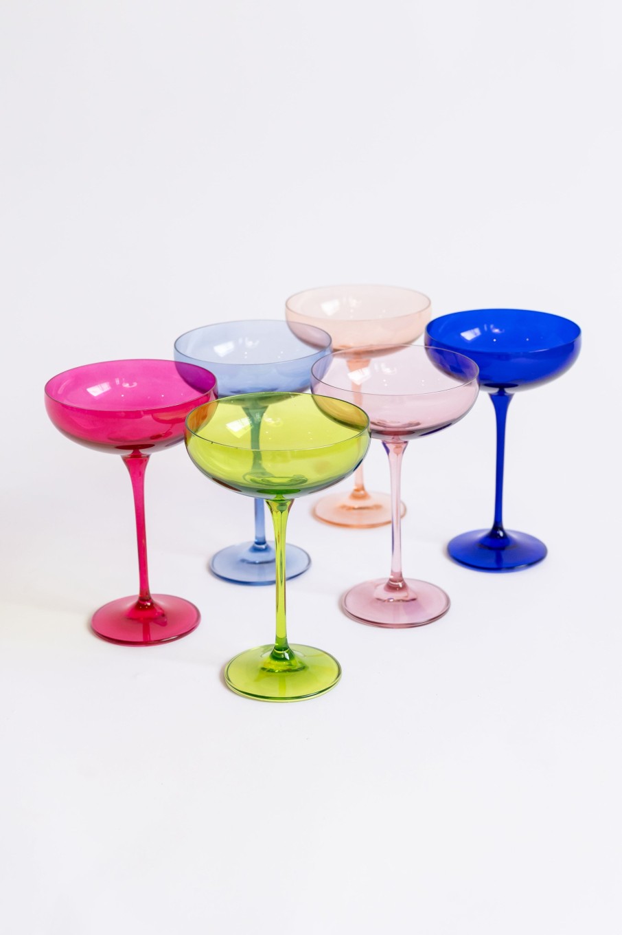 Glassware Estelle Colored Glass | Estelle Colored Champagne Coupe Stemware - Set Of 6 {Mixed Set}