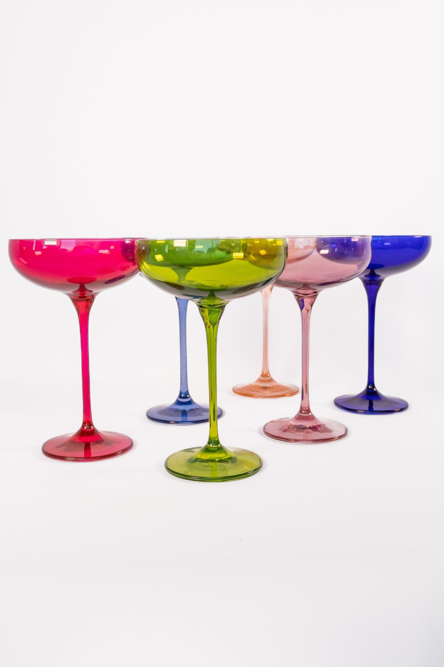 Glassware Estelle Colored Glass | Estelle Colored Champagne Coupe Stemware - Set Of 6 {Mixed Set}