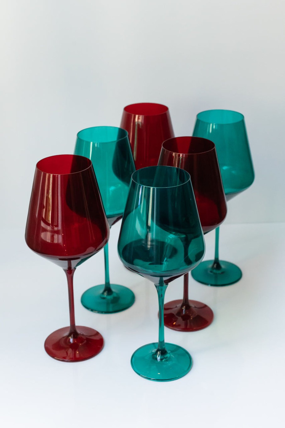 Glassware Estelle Colored Glass | Estelle Colored Wine Stemware - Set Of 6 {Holiday Mixed Set}