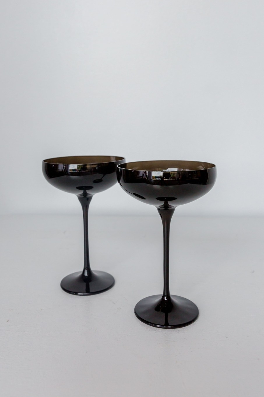 Glassware Estelle Colored Glass | Estelle Colored Champagne Coupe Stemware - Set Of 2 {Black Onyx}