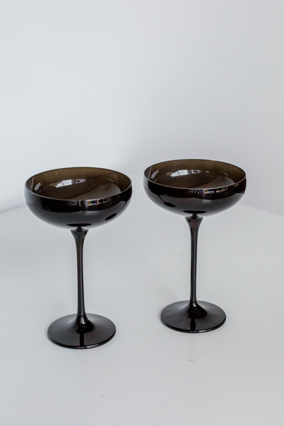 Glassware Estelle Colored Glass | Estelle Colored Champagne Coupe Stemware - Set Of 2 {Black Onyx}