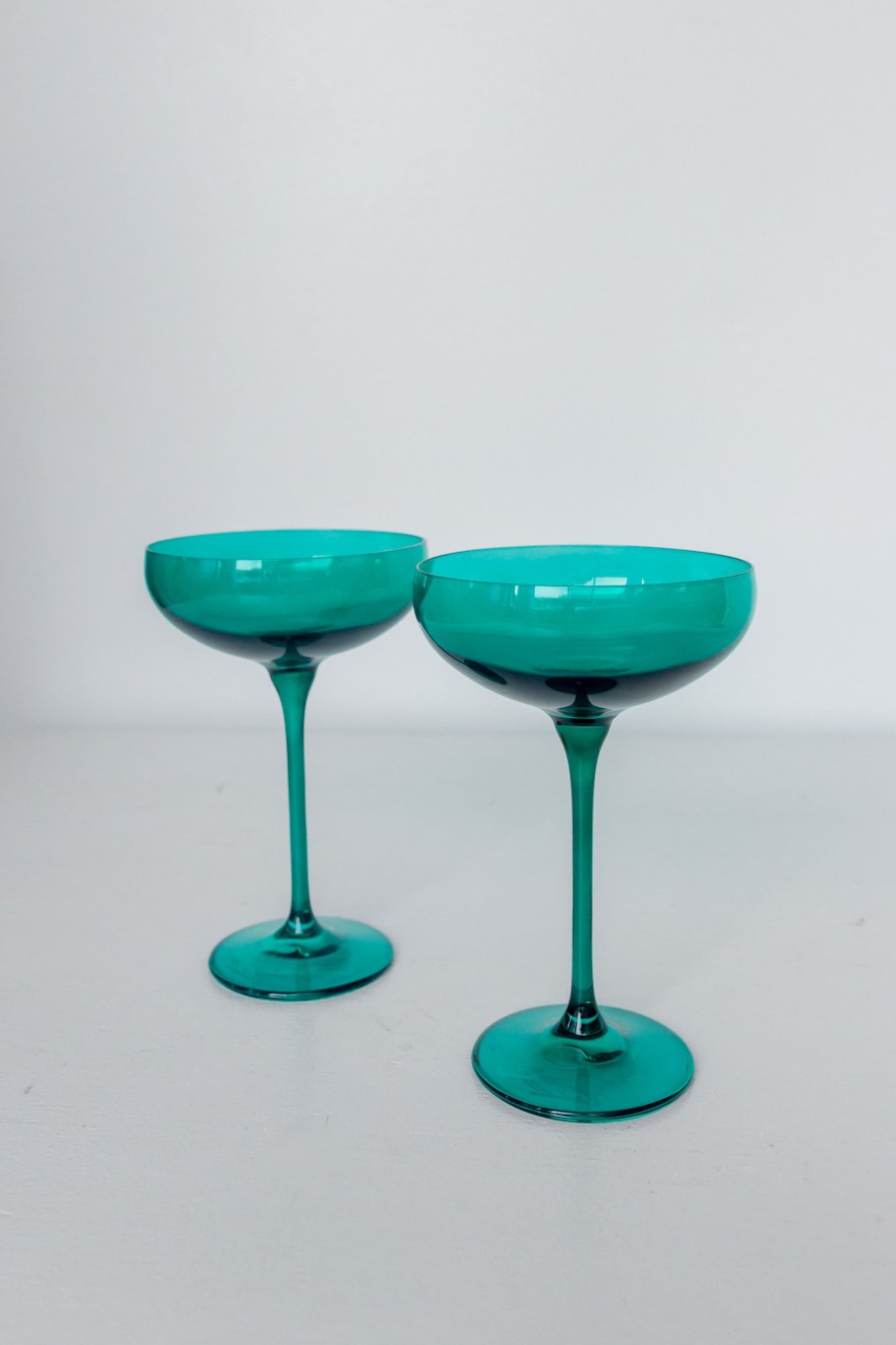 Glassware Estelle Colored Glass | Estelle Colored Champagne Coupe Stemware - Set Of 2 {Emerald Green}