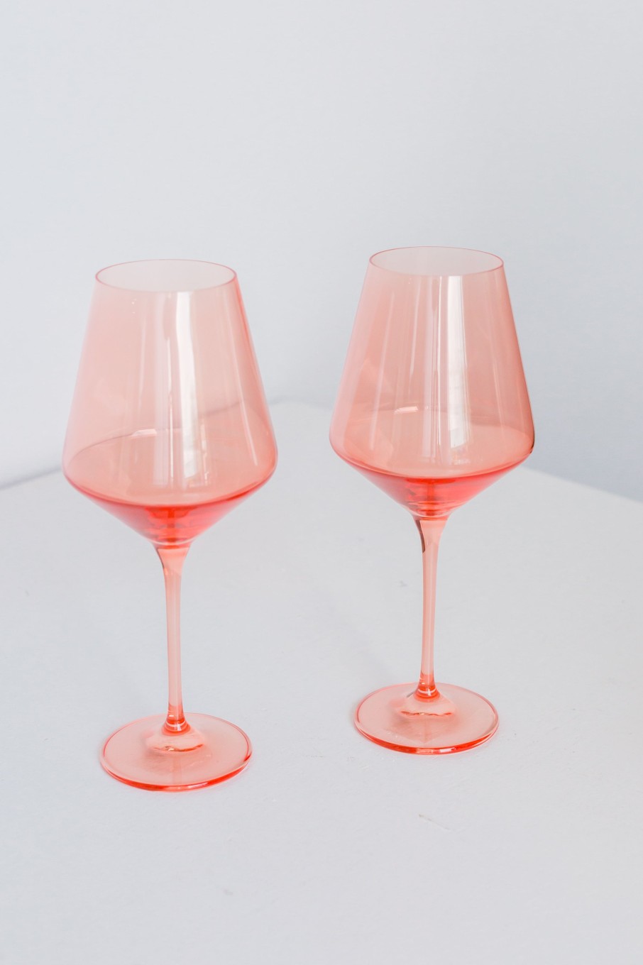 Glassware Ruth's House Event Rentals | Estelle Colored Wine Stemware - Set Of 2 {Coral Peach Pink}