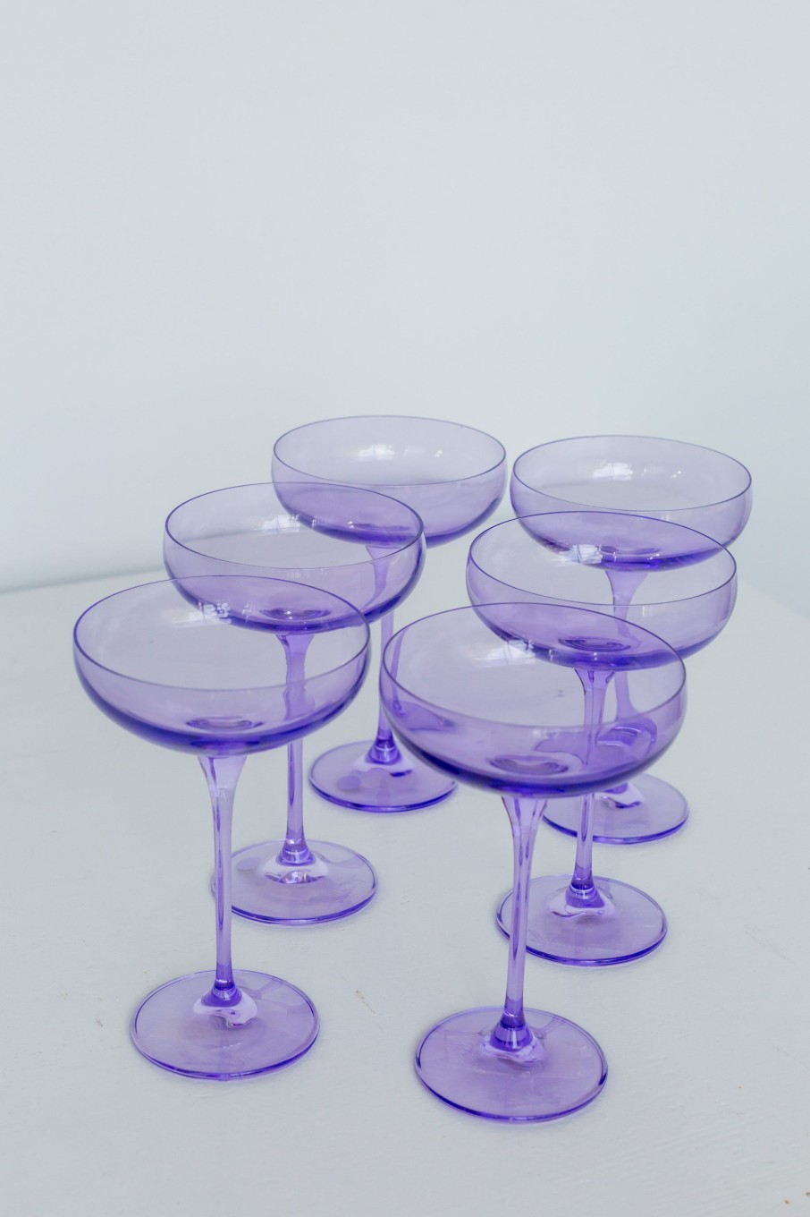 Glassware Estelle Colored Glass | Estelle Colored Champagne Coupe Stemware - Set Of 6 {Lavender}