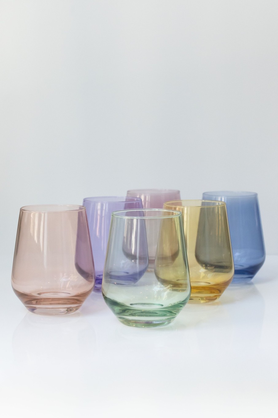 Glassware Estelle Colored Glass | Estelle Colored Wine Stemless Set Of 6 (Pastel Mixed Set)