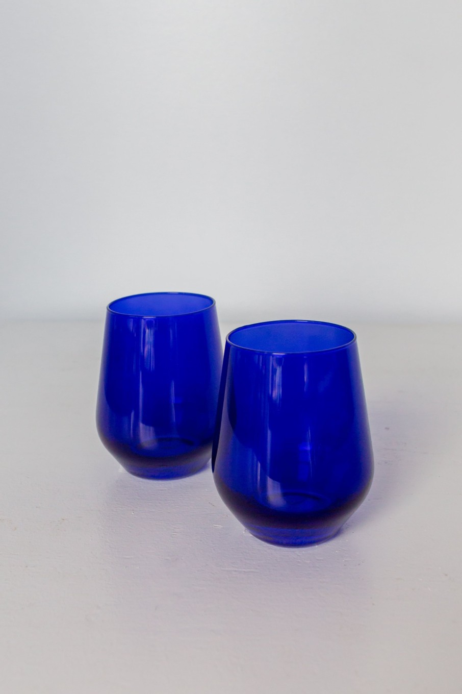 Glassware Estelle Colored Glass | Estelle Colored Wine Stemless - Set Of 2 {Royal Blue}