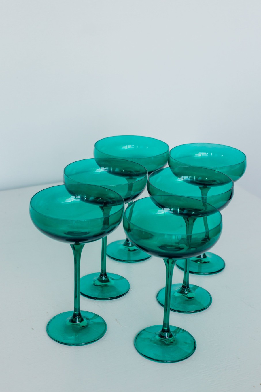 Glassware Estelle Colored Glass | Estelle Colored Champagne Coupe Stemware - Set Of 6 {Emerald Green}