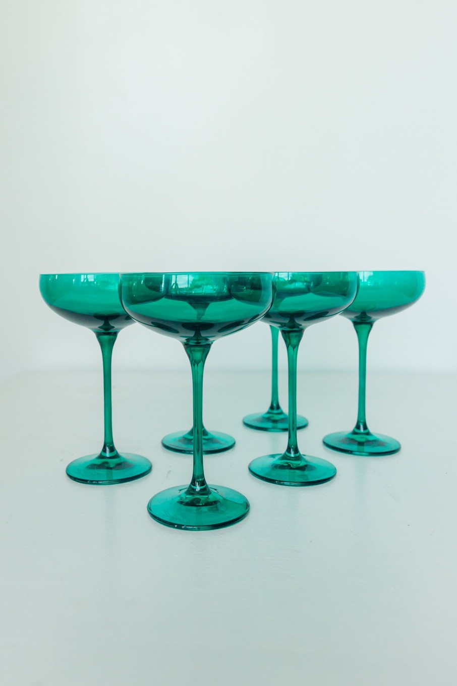 Glassware Estelle Colored Glass | Estelle Colored Champagne Coupe Stemware - Set Of 6 {Emerald Green}