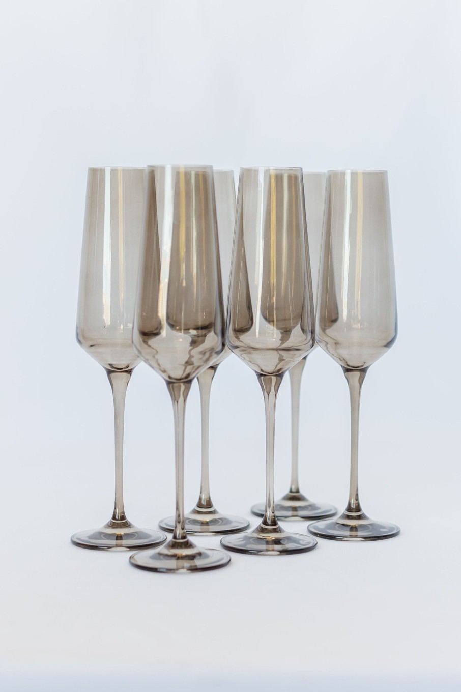 Glassware Estelle Colored Glass | Estelle Colored Champagne Flute - Set Of 6 {Gray Smoke}