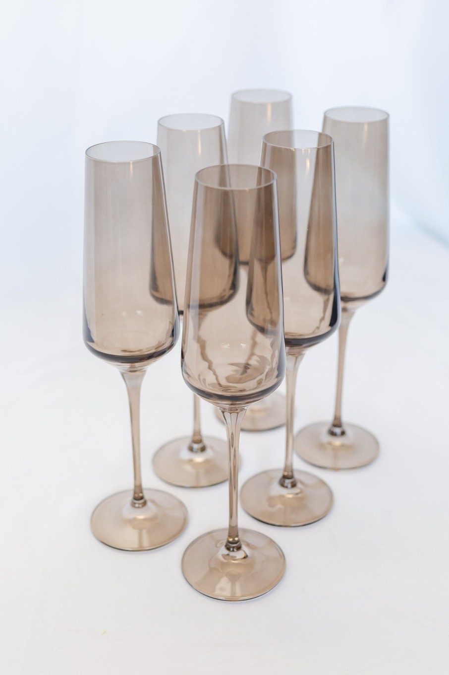 Glassware Estelle Colored Glass | Estelle Colored Champagne Flute - Set Of 6 {Gray Smoke}