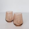 Glassware Estelle Colored Glass | Estelle Colored Wine Stemless - Set Of 2 {Amber Smoke}