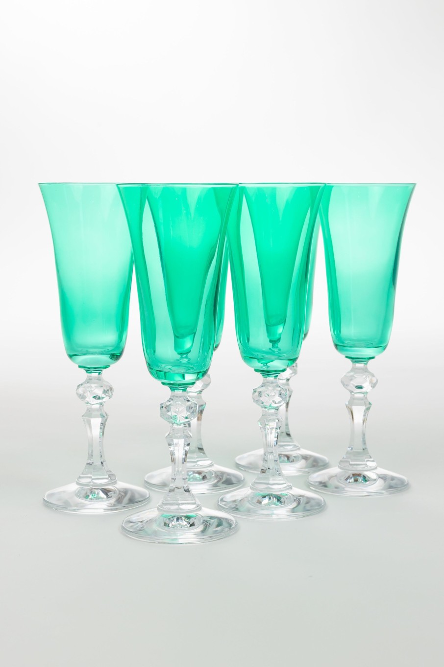 Limited Edition Holiday Estelle Colored Glass | Estelle Colored Regal Flute With Clear Stem - Set Of 6 {Kelly Green}