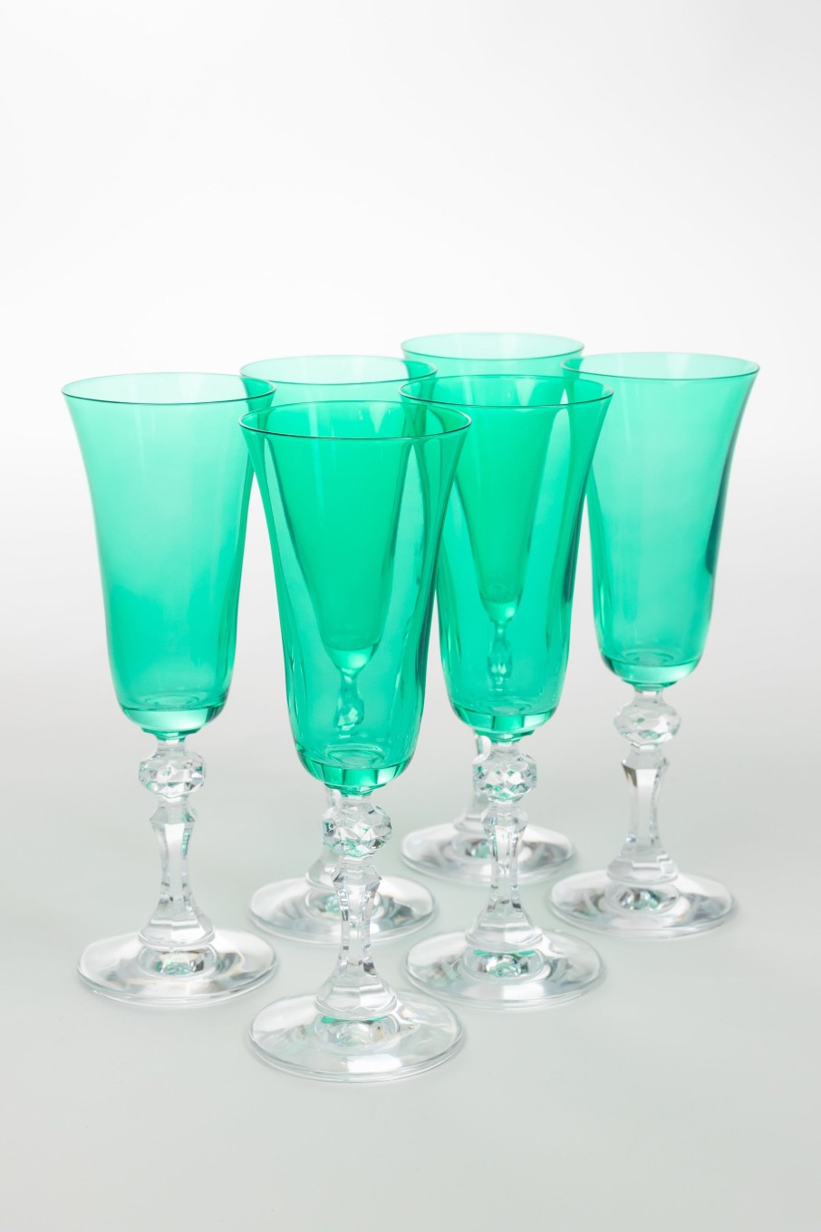 Limited Edition Holiday Estelle Colored Glass | Estelle Colored Regal Flute With Clear Stem - Set Of 6 {Kelly Green}