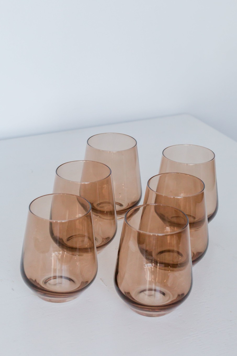 Glassware Estelle Colored Glass | Estelle Colored Wine Stemless - Set Of 6 {Amber Smoke}