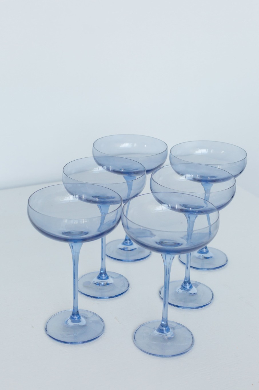 Glassware Estelle Colored Glass | Estelle Colored Champagne Coupe Stemware - Set Of 6 {Cobalt Blue}