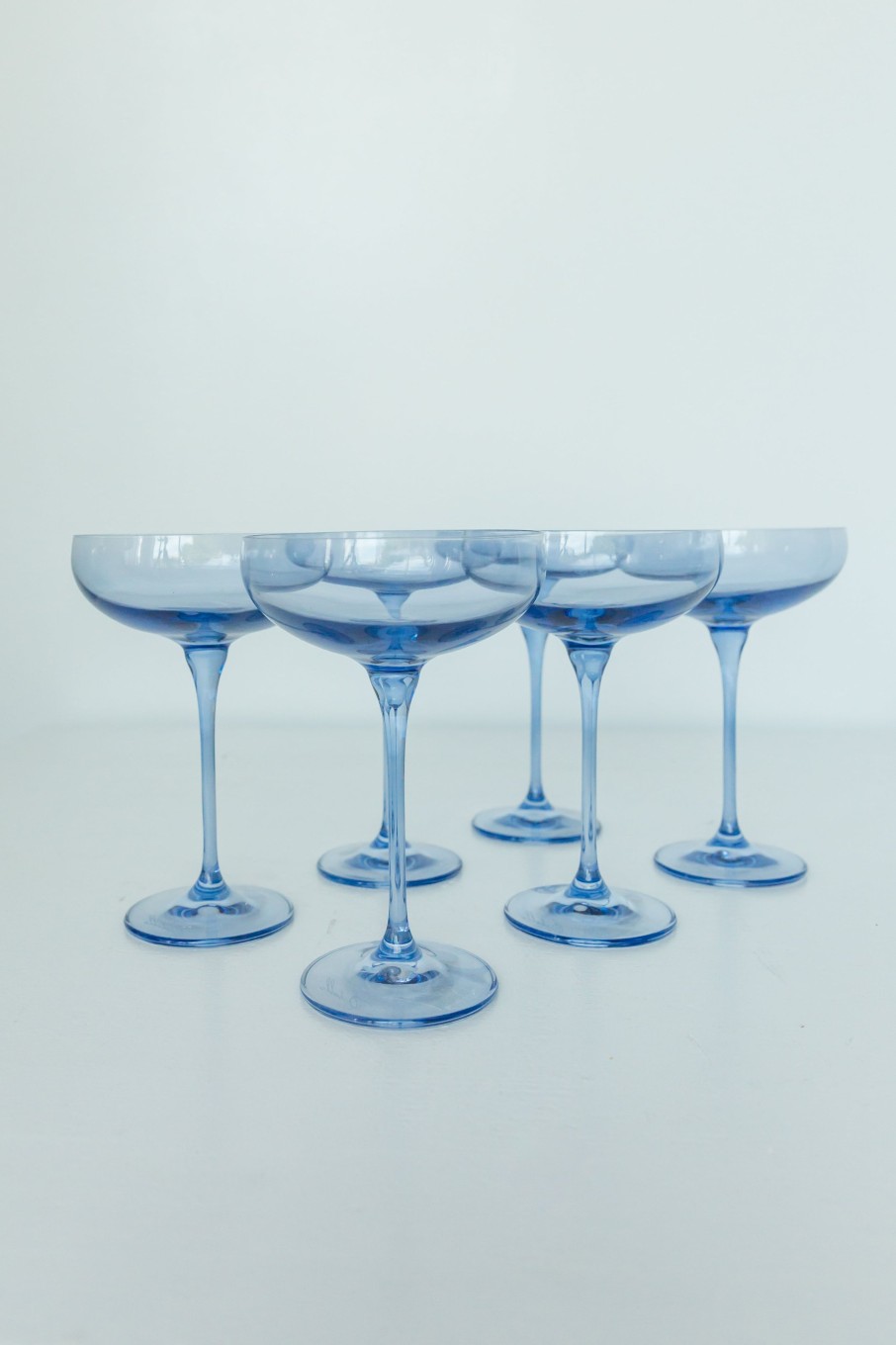 Glassware Estelle Colored Glass | Estelle Colored Champagne Coupe Stemware - Set Of 6 {Cobalt Blue}